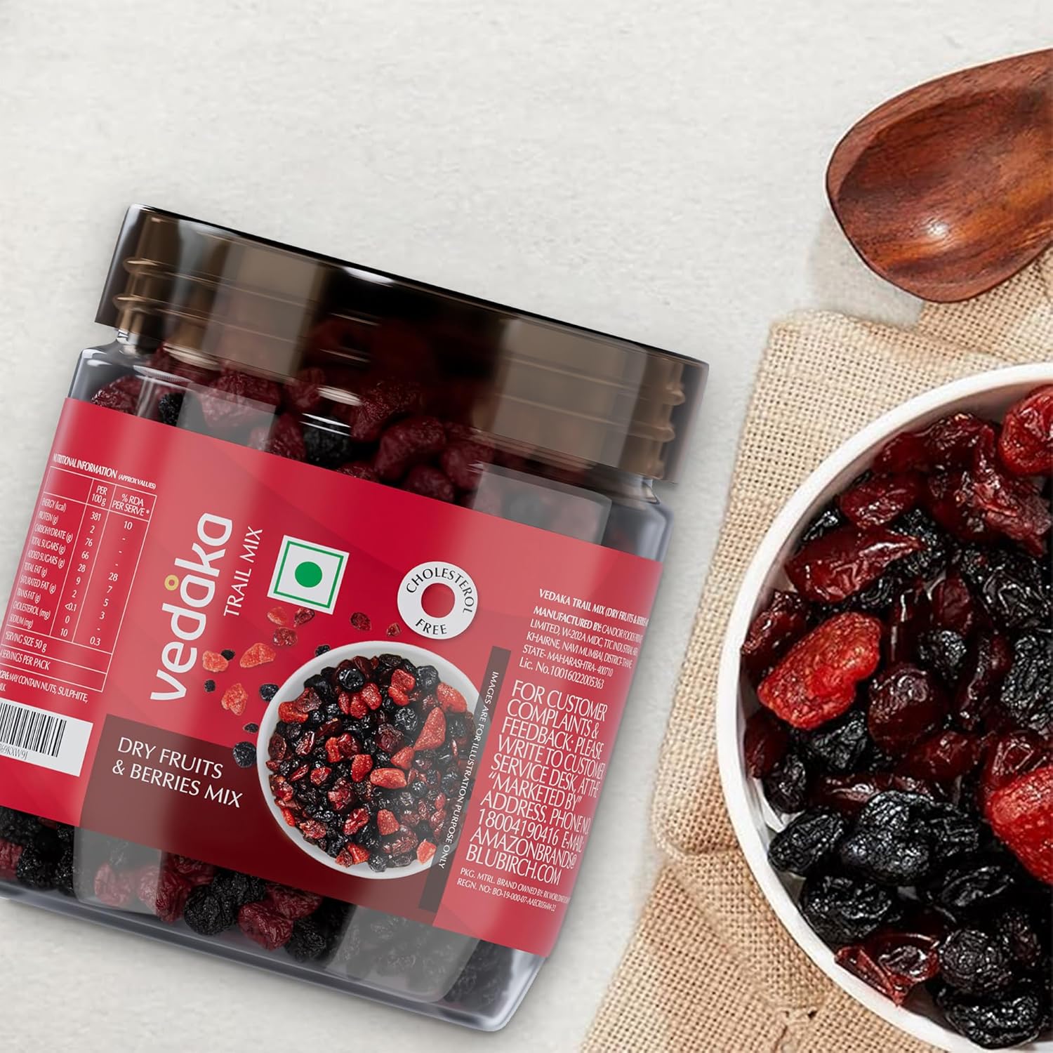 Vedaka Berries Mix | 200 g | Blueberry, Strawberry, Cranberry and Black Currant | Healthy Snacking
