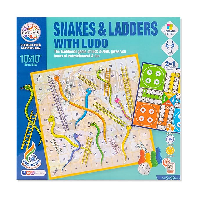 Ratna's Traditional Board Games for All Ages A Perfect Companion for Hours of Fun & Entertainment | Snakes & Ladders With Ludo
