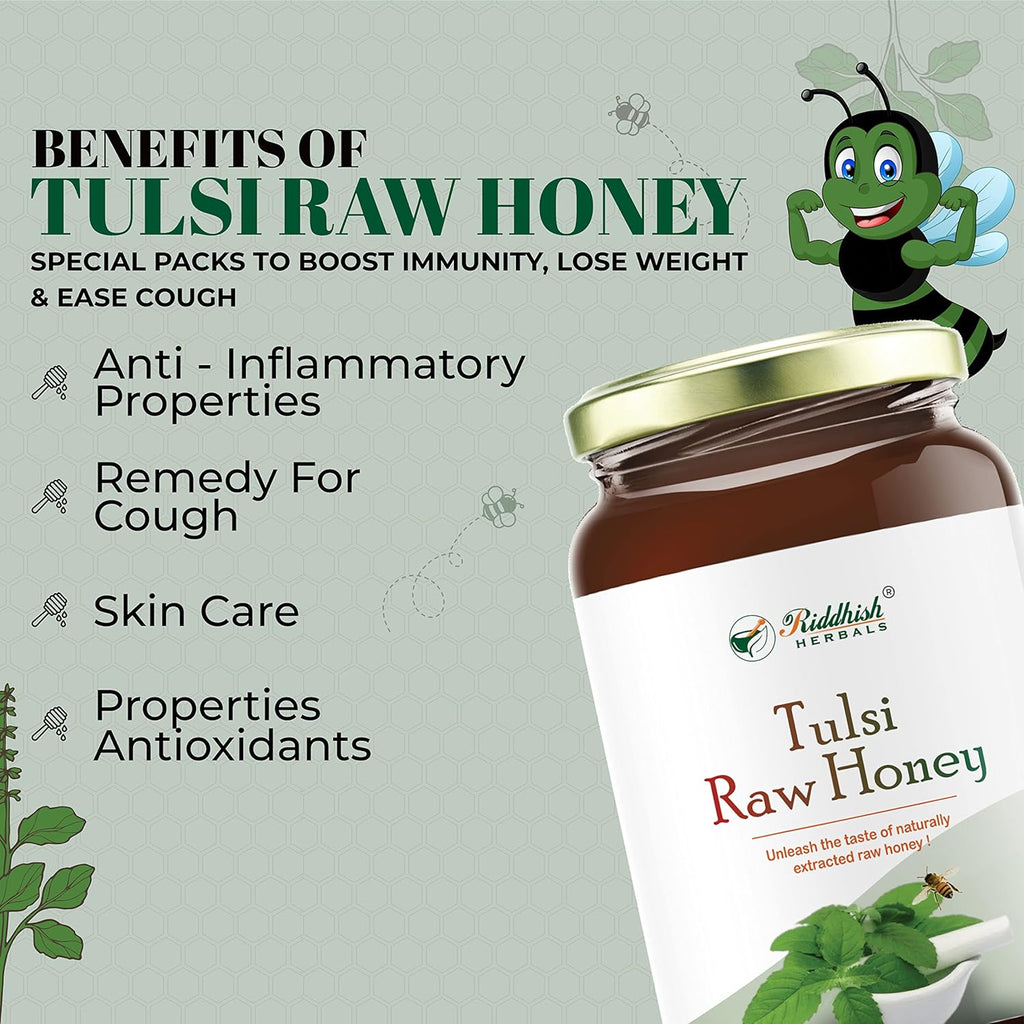 Riddhish Herbals Organic Pure Tulsi Raw Honey - 500 gms