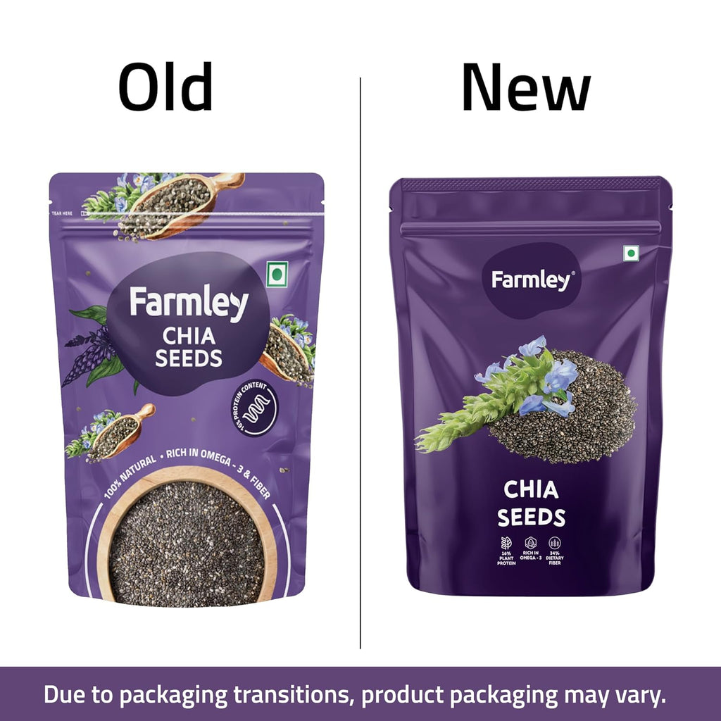 Farmley Chia Seeds 500g, Pack of 1 I Seeds for Eating | Seeds for Weight Management | Rich in Calcium, Protein & Fibre