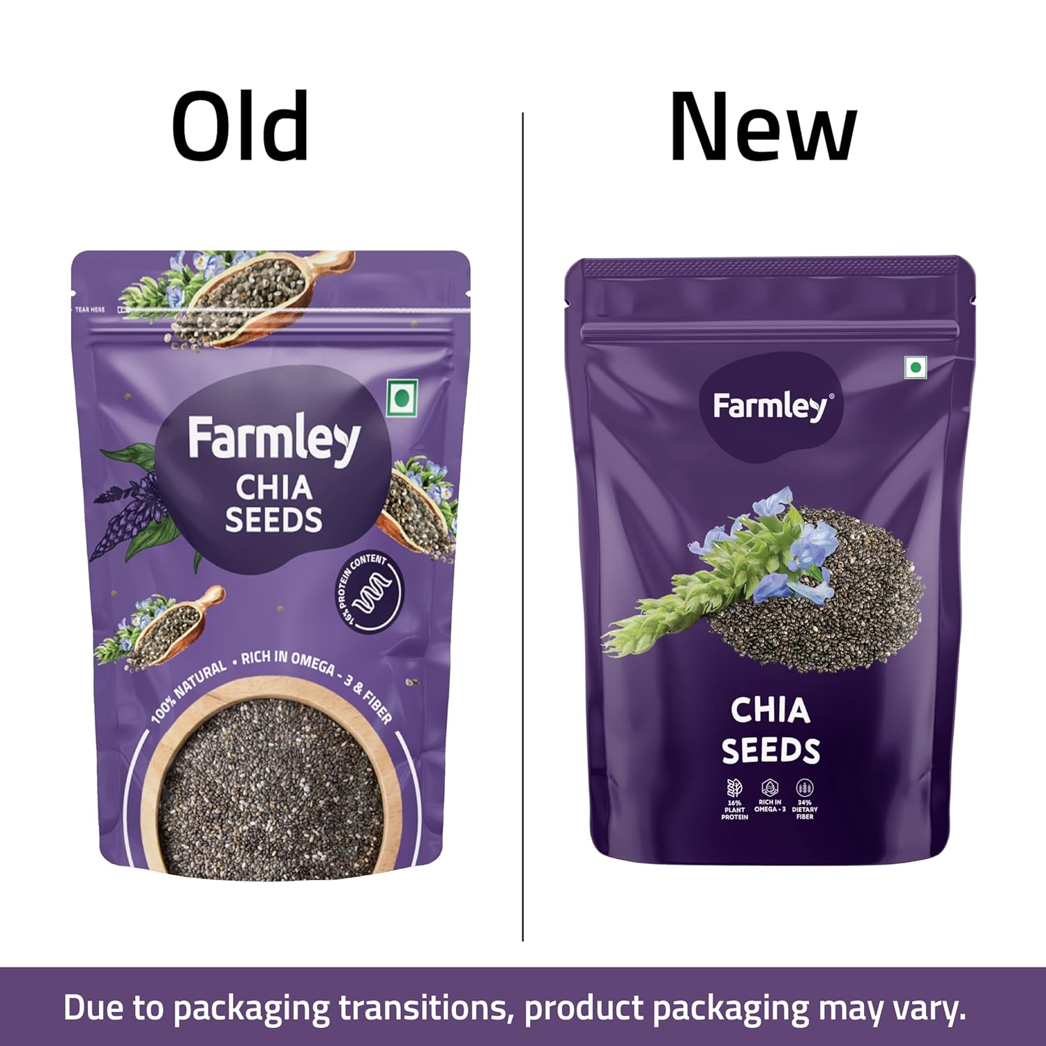 Farmley Chia Seeds 500g, Pack of 1 I Seeds for Eating | Seeds for Weight Management | Rich in Calcium, Protein & Fibre