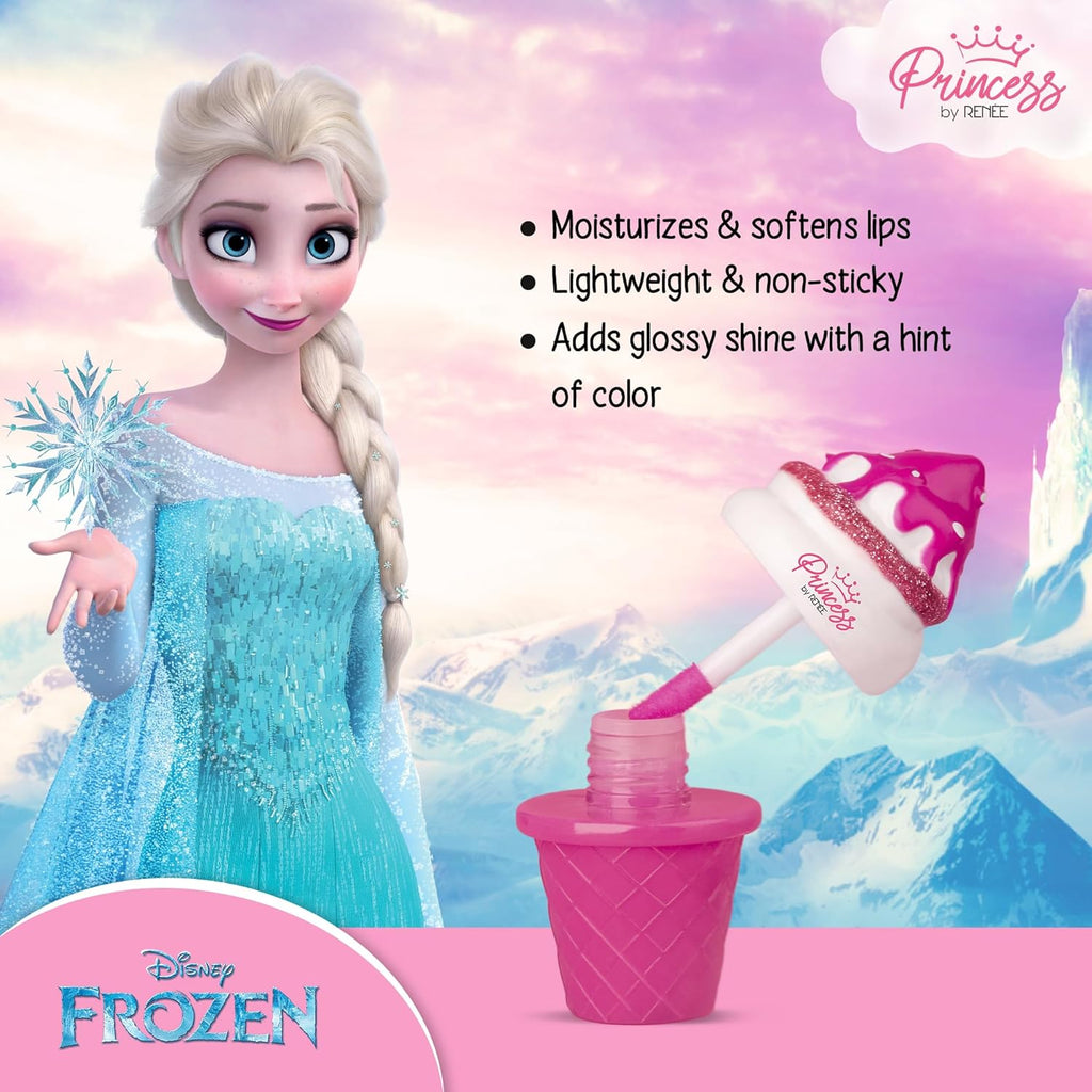 RENEE Disney Frozen Princess Icecream Lip Gloss Elsa-For Pre-Teen Girls,Enriched With Shea Butter & Apricot Oil,Adds Glossy Shine With Nourishing And Moisturizing Effect - No Parabens - 8Ml
