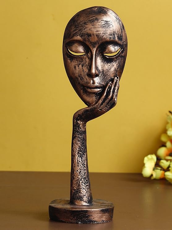 Ecraftindia Rustic Look Thinking Lady Face Handcrafted Polyresin Showpiece
