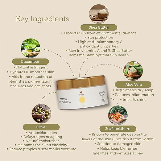 TVAM Under Eye Cream Olive & Sandalwood - 50 gms