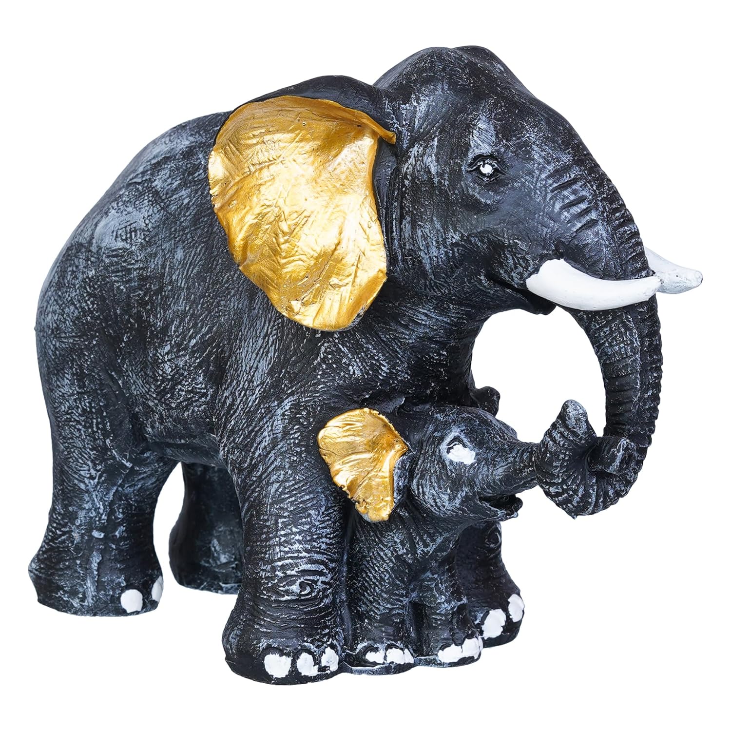 Ecraftindia Set of 2 Elephant With Baby Elephant Statues Animal Figurines Decorative Showpiece