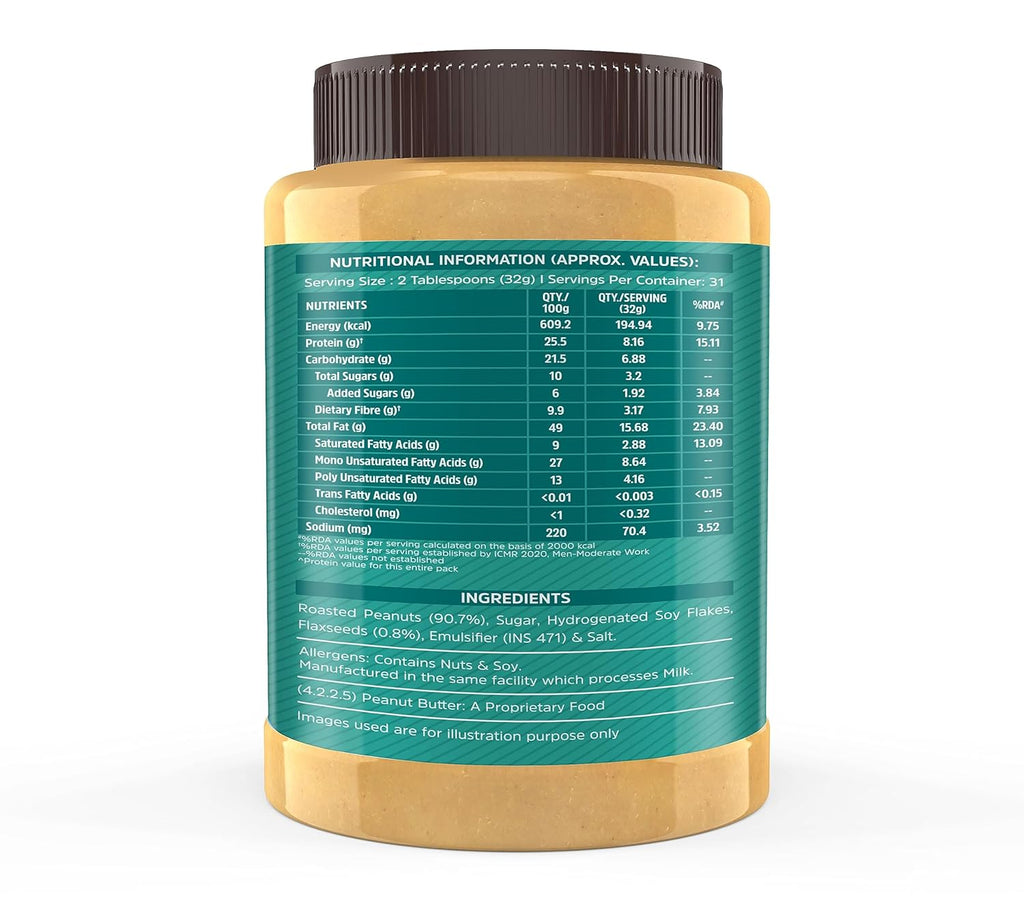 MuscleBlaze Fit Classic Peanut Butter with Omega 3 & 6 (Crunchy, 1kg) | 25.5g Protein | Fibre Rich, No Trans Fat