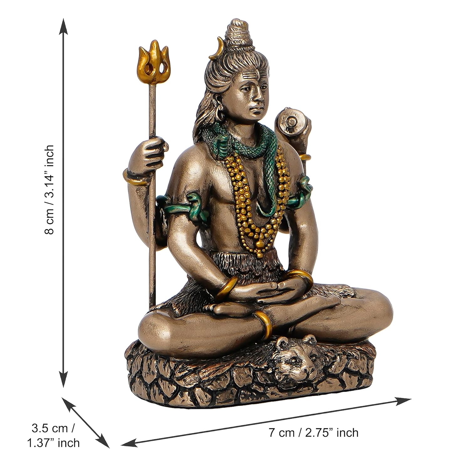 Ecraftindia Brown Resin Meditating Lord Shiva Idol for Home Decor Office Puja Room