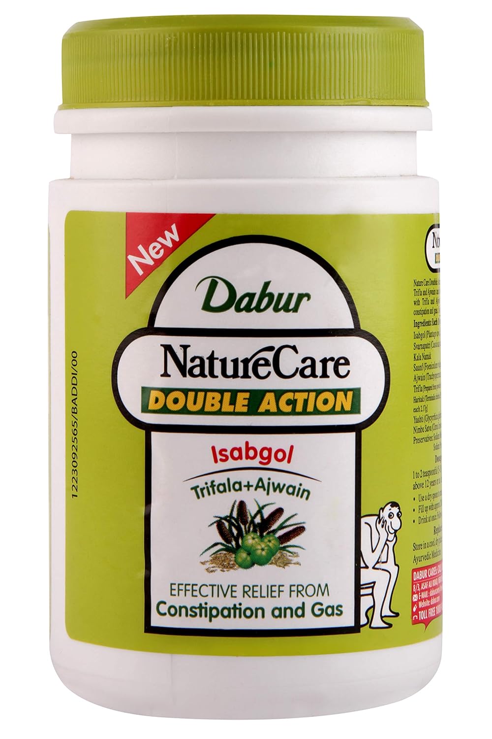 Dabur Nature Care Isabgol Double Action Trifala And Ajwain, Effective Relief From Constipation And Gas - 100 Gm
