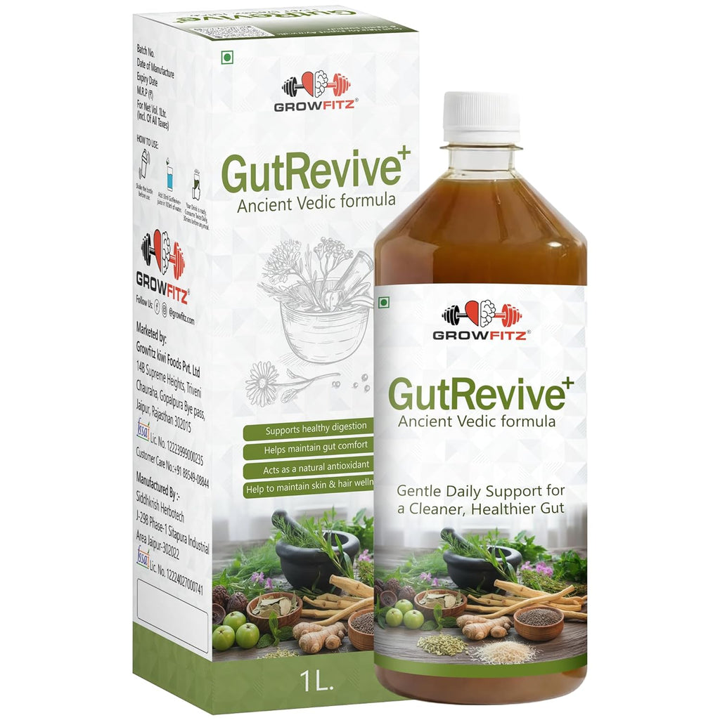 Growfitz GutRevive+ Liver Care Juice 1L | Natural Liver Detox & Digestive Cleanse | Triphala, Amla, Mulethi, Senna & Herbal Gut Support | No Added Sugar
