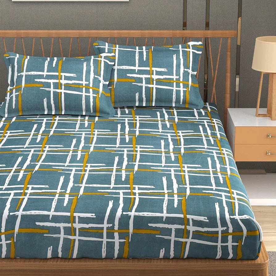 Homefab India 180 TC Microfiber Double BedSheet with 2 Pillow Covers Green