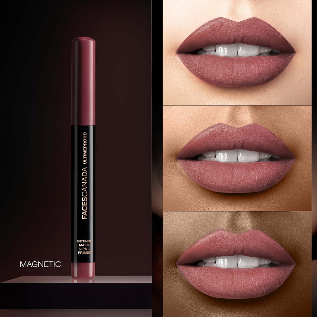 FACES CANADA Ultime Pro HD Intense Matte Lipstick + Primer - Magnetic (Nude), 1.4g | 9HR Long Stay | Flawless HD Matte Finish | Intense Color | Lightweight | Smooth Glide | Primer Infused