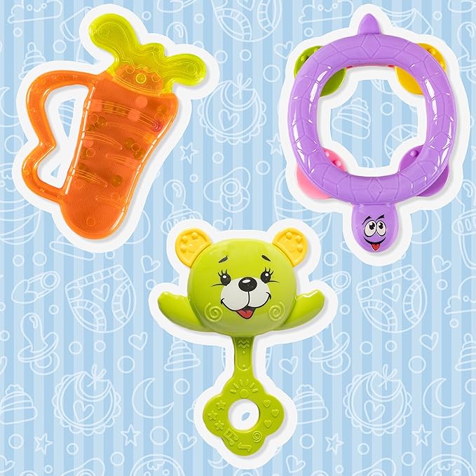 Ratna's Colourful Rattle Set for Toddlers | Perfect Rattle Sets for Little Hands | Happy Baby Rattle Set 3 Pieces