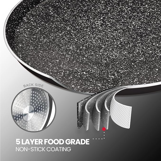 Milton Pro Cook Granito Induction Omni Tawa, 26 Cm, Black - 609 gms
