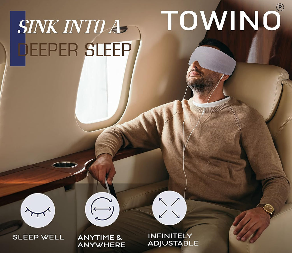 TOWINOÂ® Eye Mask for Sleeping Super Soft & Smooth And Fully Adjustable To All Size Heads - Super Soft & Comfortable for Women and Men, Blindfold for Travelling, Night Sleeping,Nap Suitable for All Family Members Made In India (Grey)