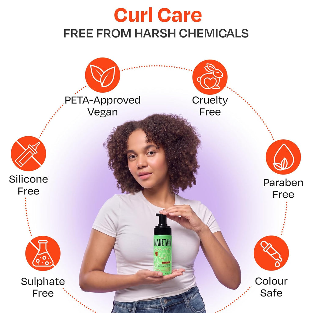 Manetain Hair Mousse 150ml | Volumizing Curl Mousse for Curly Hair | Frizz Control Hair Mousse for Women & Men | Lightweight Hair Styling Mousse for Volume, Definition & Bounce | Vegan & Cruelty Free