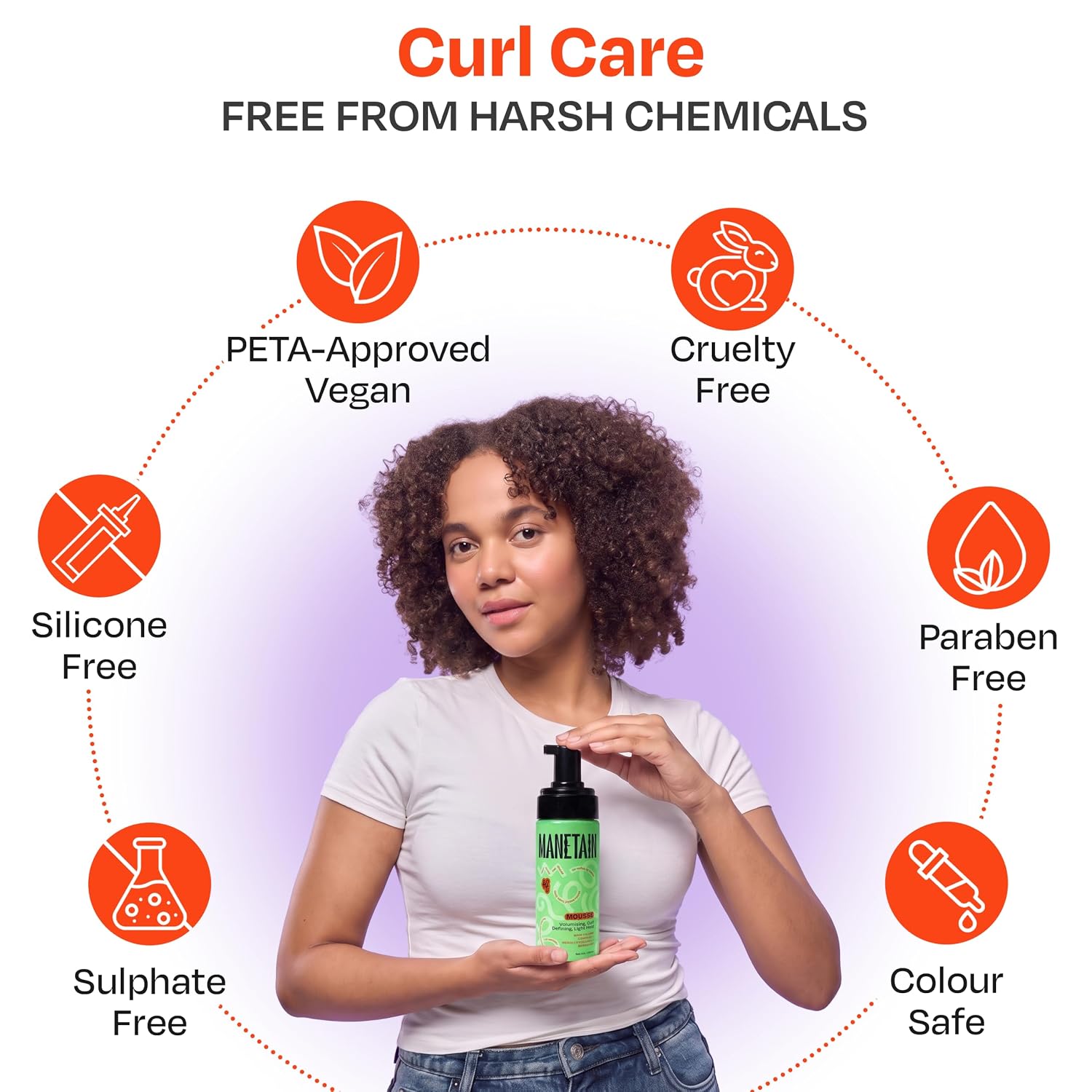 Manetain Hair Mousse 150ml | Volumizing Curl Mousse for Curly Hair | Frizz Control Hair Mousse for Women & Men | Lightweight Hair Styling Mousse for Volume, Definition & Bounce | Vegan & Cruelty Free