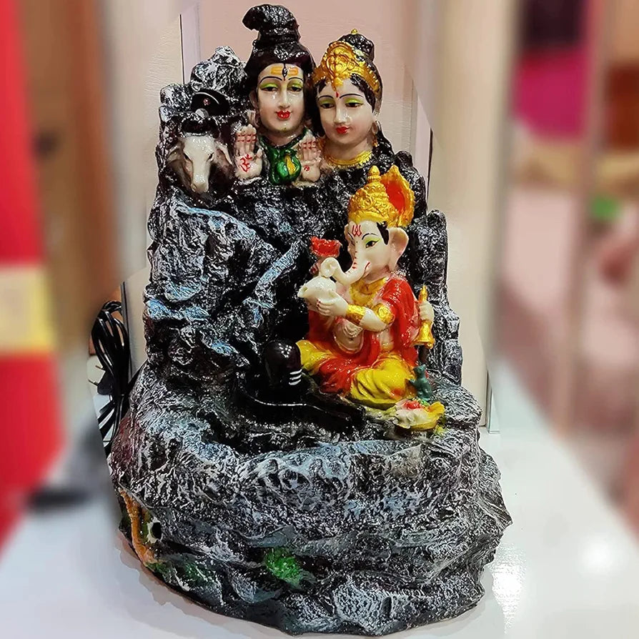 Alila Resin Lord Shiva Water Fountain With Led Lights For Home Decor Decoration 15 Inch