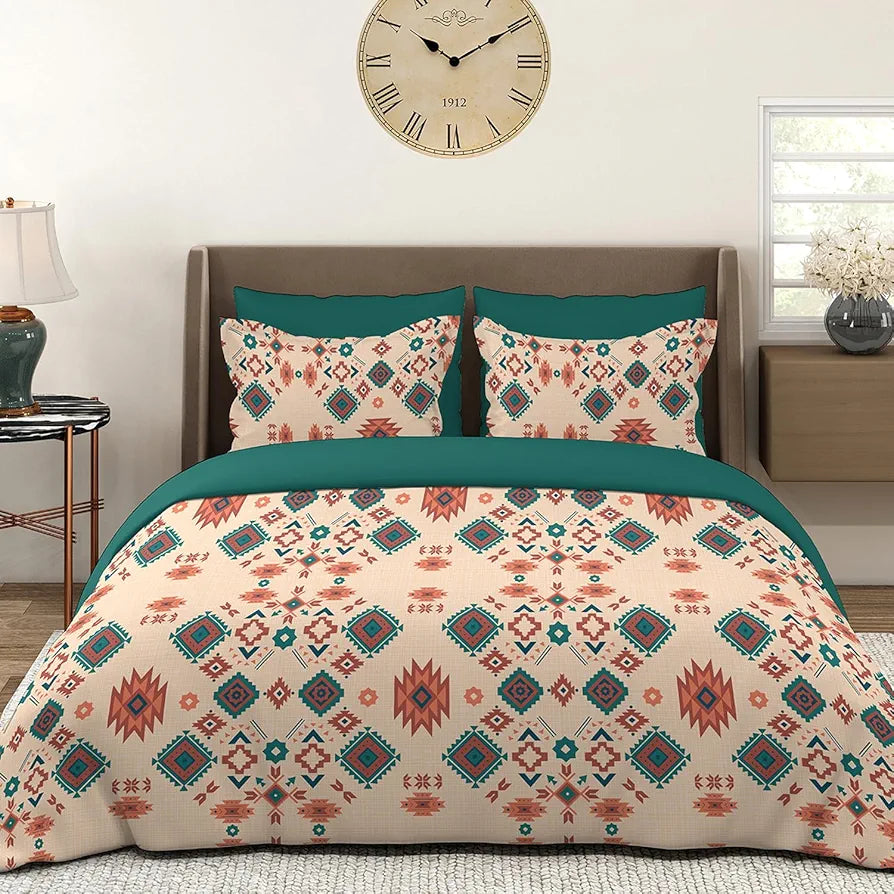 Layers Firenze Cotton Bedsheet Set for All Seasons Lightweight 140 TC Queen Size Dark Blue 1 Color