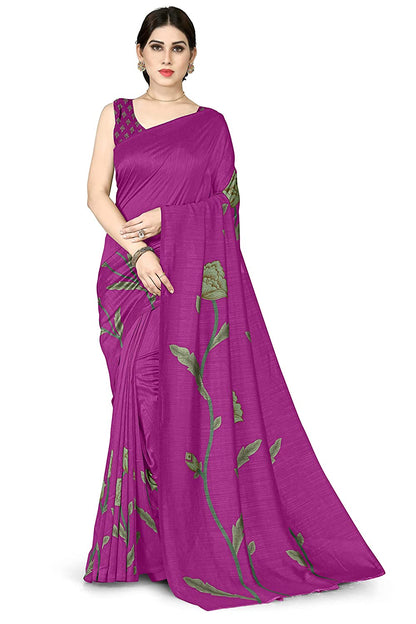 Mirchi Fashion Women's Pink Vichitra Silk Stylish Floral Printed Saree