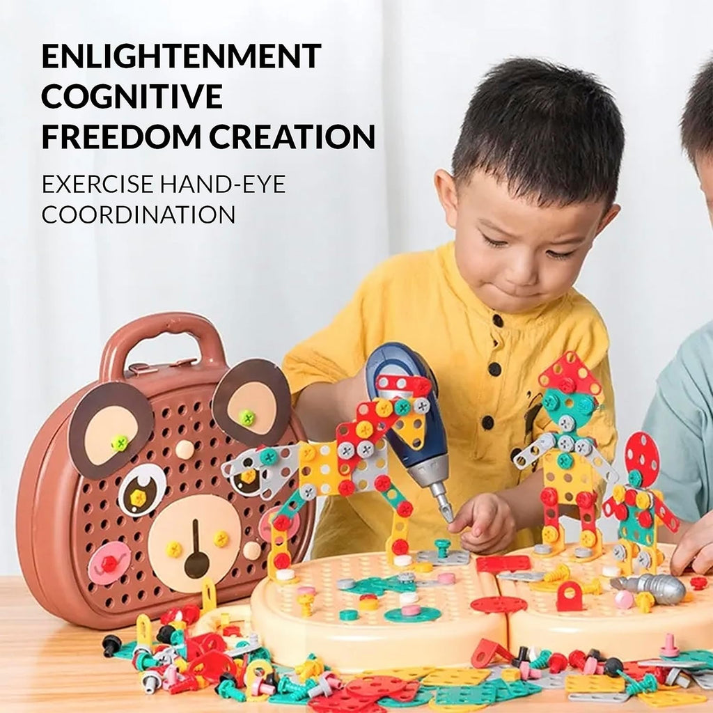 Kidology Creative Toolbox with Toys Electric Drill Screwdriver Tool Set Creative Toy 203 Pieces