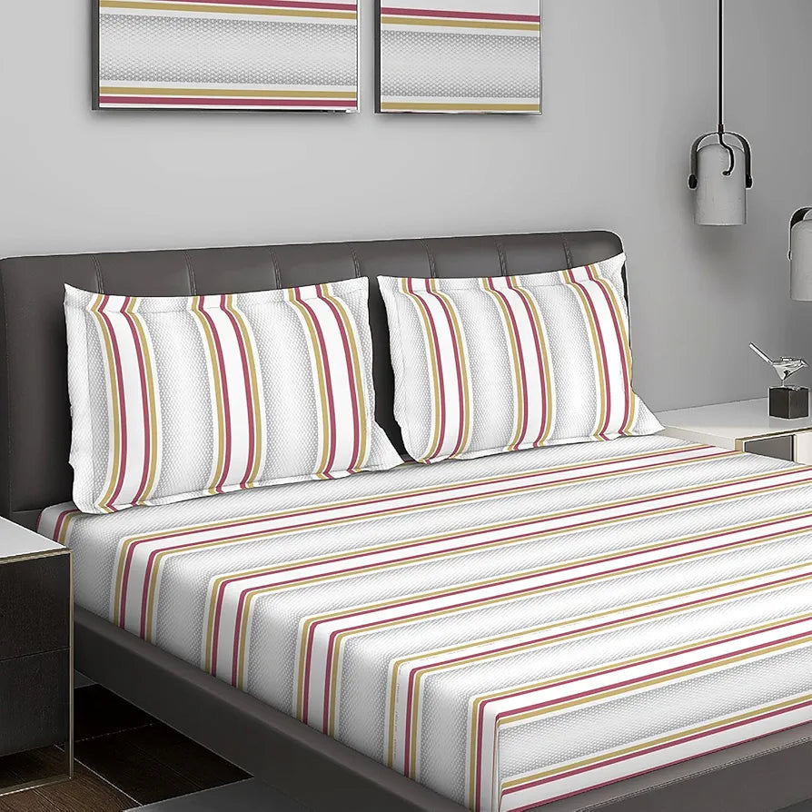 Layers Durathread Bedsheet Set for All Seasons Lightweight Moisture Absorbent 225 CVC King Size White