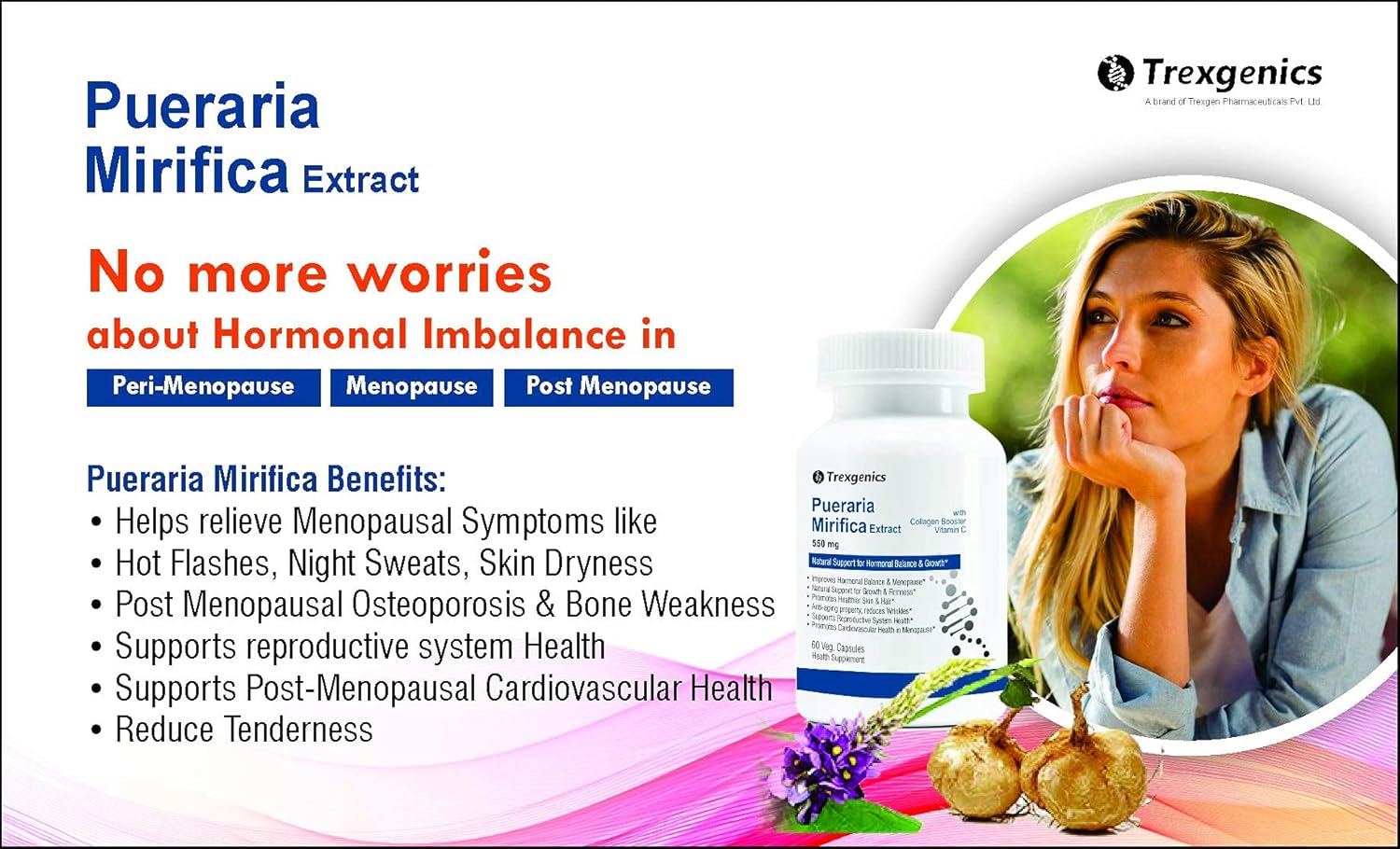 TrexgenicsÂ® PUERARIA MIRIFICA extract 10:1 550mg with Collagen Booster Vitamin C (60 Vcaps)