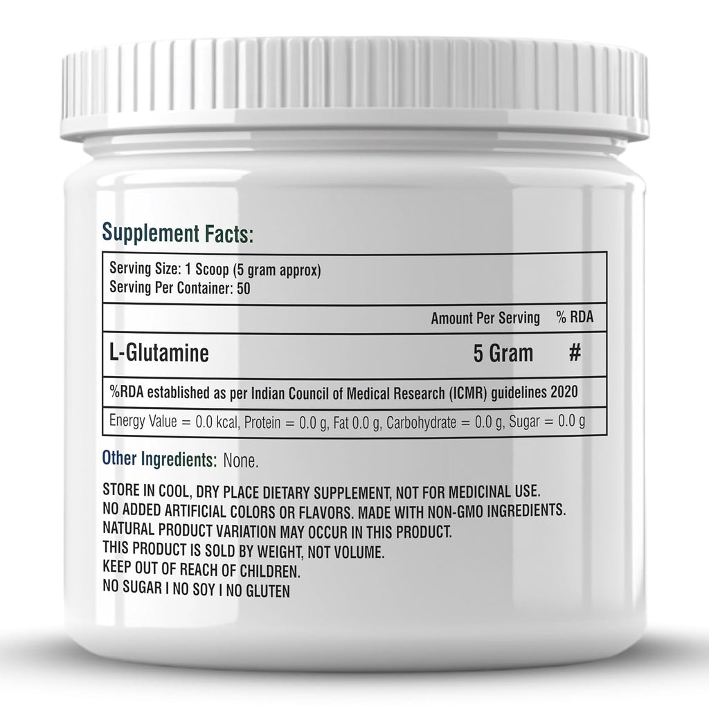 Biotrex Nutraceuticals L Glutamine Amino Acid Powder 5000mg Per Serving | Preworkout & Muscle Growth | Immune & Gut Health | Enhances Endurance | Unflavoured - 250Gram (50 Serving)