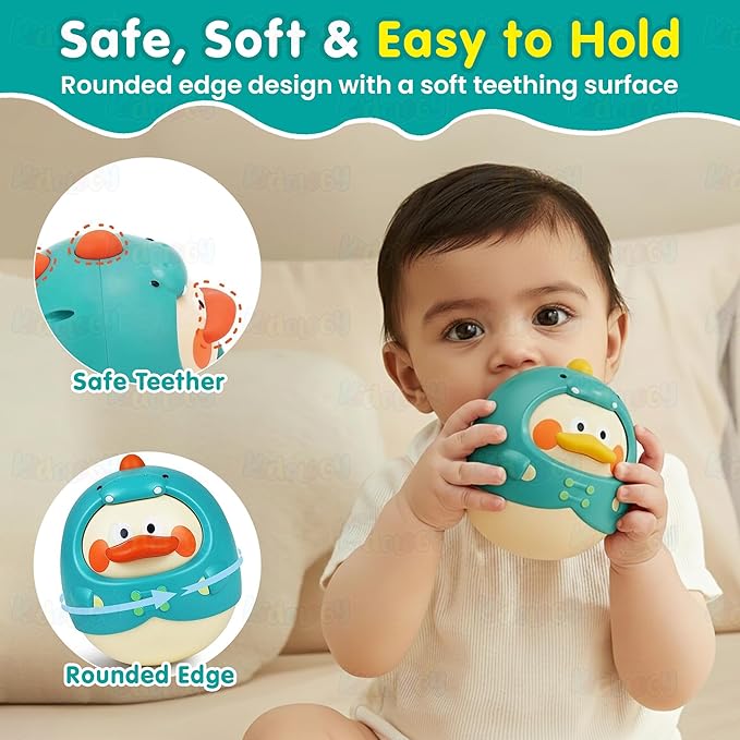 Kidology Tummy Time Roly Poly Baby Toy with Teether Green Colour