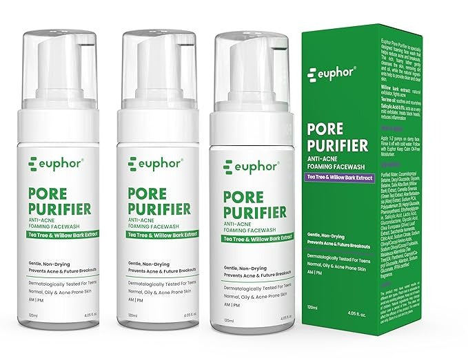 Euphor Teens Anti-acne Foaming Face - 120 ml (Pack of 3)