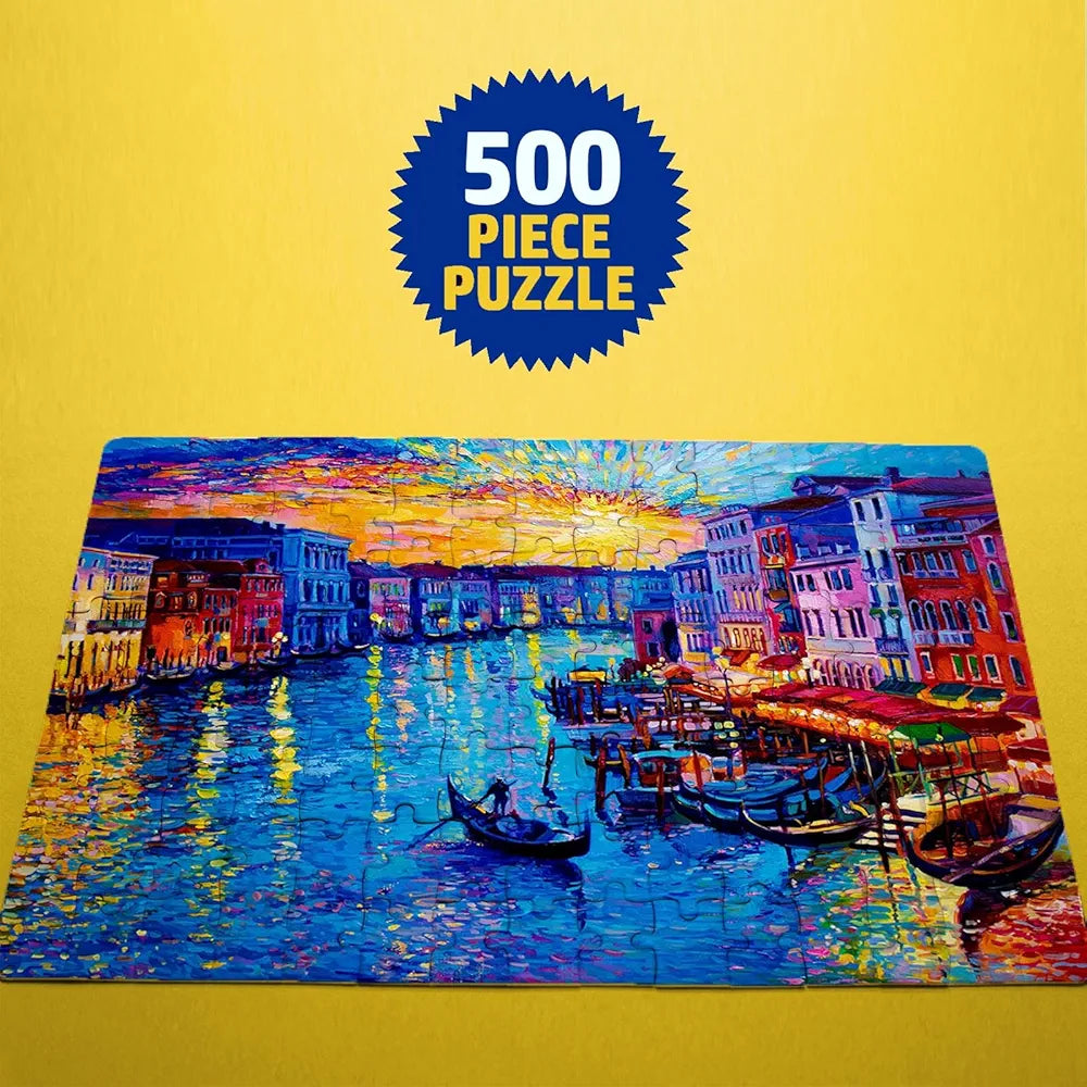 FLO Toys Night in Venice Jigsaw Puzzle for Adults & Kids 14+ 500 Piece Fun & Challenging Puzzle Game