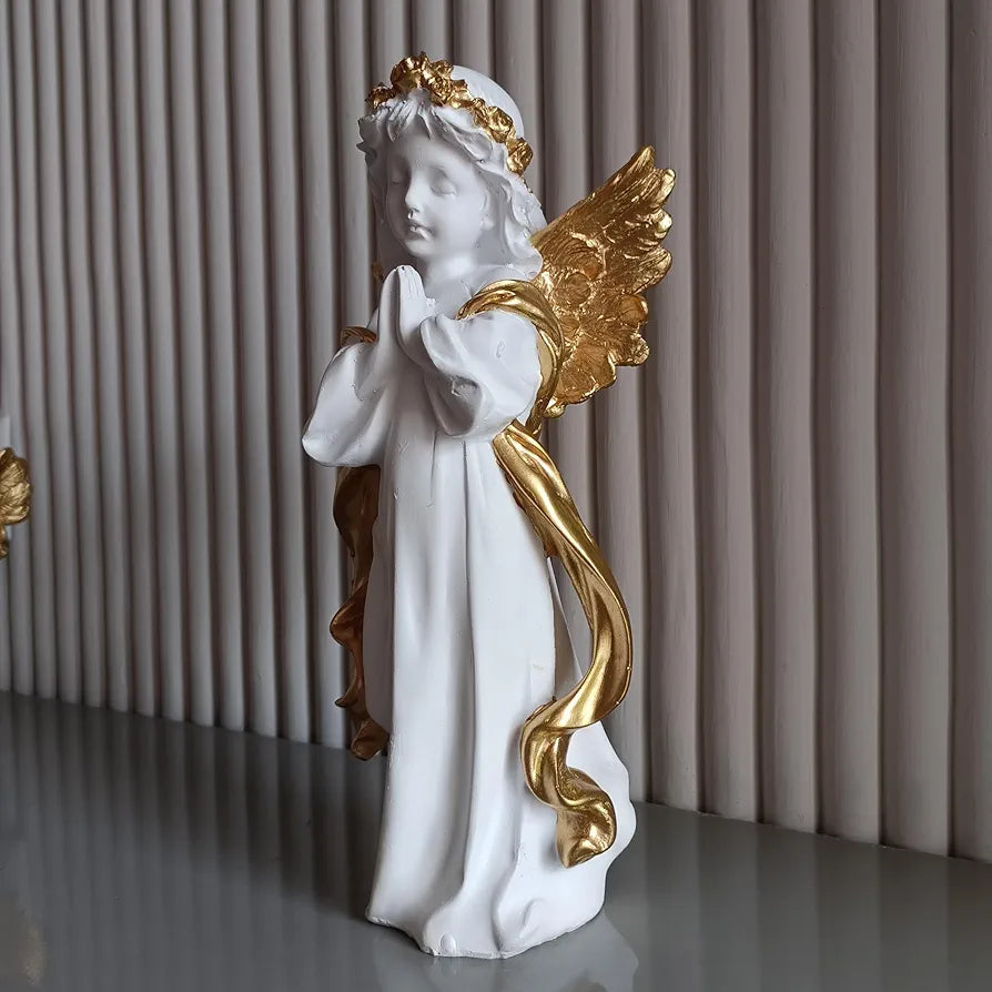 Alila White Praying Angel Statue With Wings Figurine For Home Living Room Garden 12 Inches Fantasy