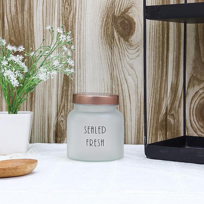 Femora Kitchen Storage Jars Frosted Glass Jar With Steel Lid Air Tight Jar | Pack of 3