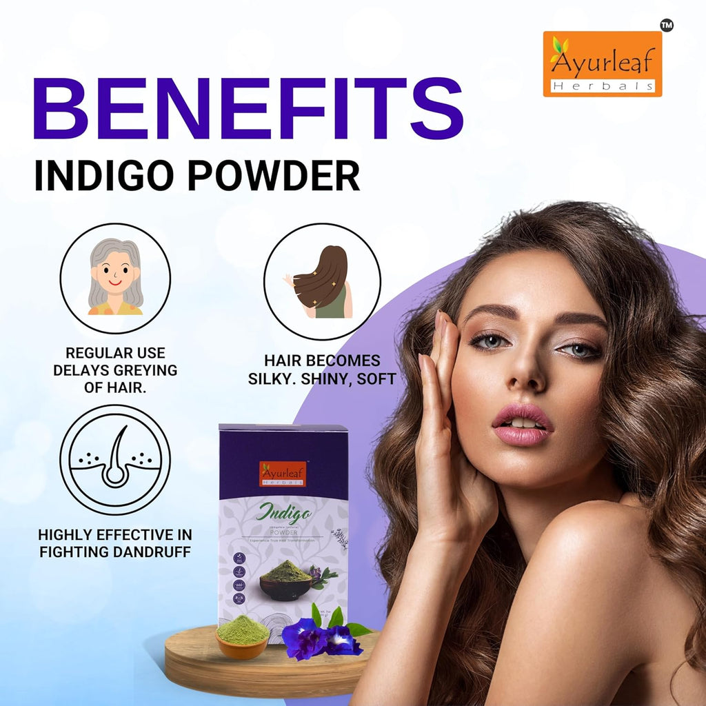 Ayurleaf Herbals Indigo Powder for Black Hair - 200 Gms