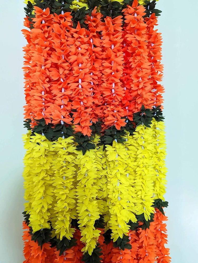 Afarza Artificial Flower Garland Toran for Door Entrance Home Decoration Hanging orange yellow 4pieces