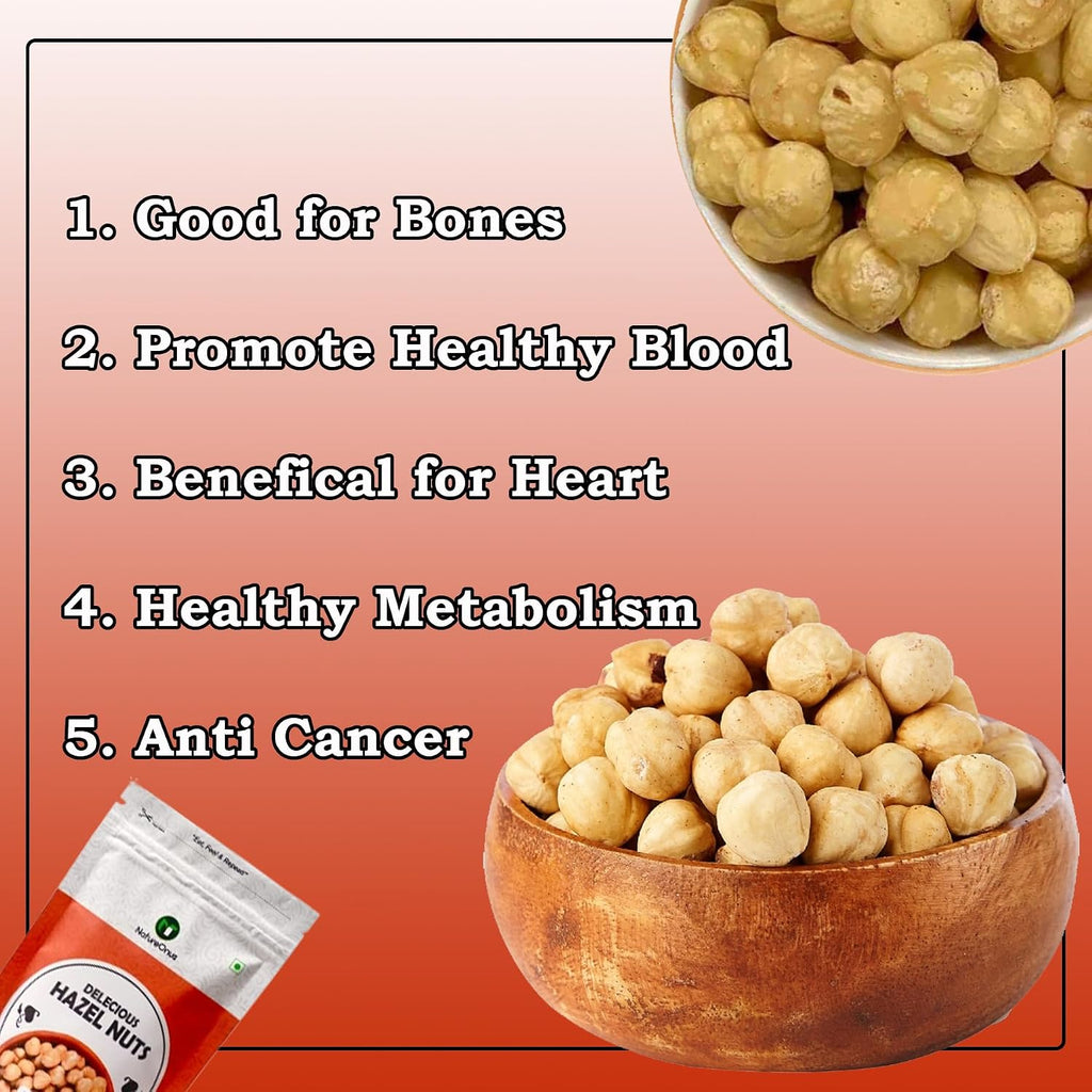 NATUREONUS Premium Hazelnuts 100 Gram | Delicious Hazel Nuts For Eating, Raw & Dehulled For Making Chocolate Spread, Tasty Dry Fruits