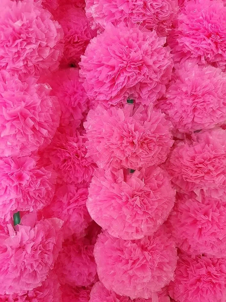Artificial Marigold Fluffy Flowers Garlands Pooja Room Toran Indian Genda Phool 4.7 Feet
