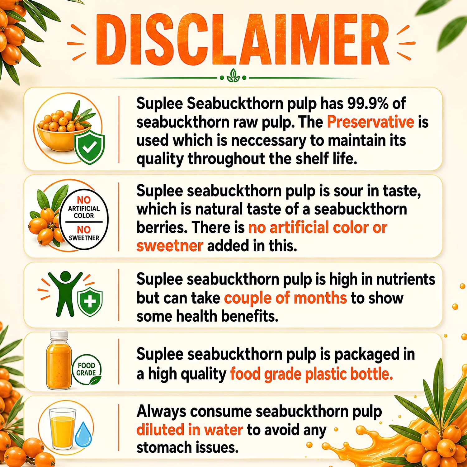 Suplee 99.9% Pure Himalayan Sea Buckthorn Pulp 300ml | Original & Natural Seabuckthorn Pulp Concentrate Rich in Omega 3, 6, 7 & 9 | Sugar Free Immunity Booster & Antioxidant Supplement for Radiant Skin, Hair & Overall Health | 300ml