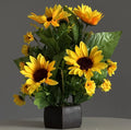 Wooden Pot with Multi-Design Dry Artificial Flowers Yellow