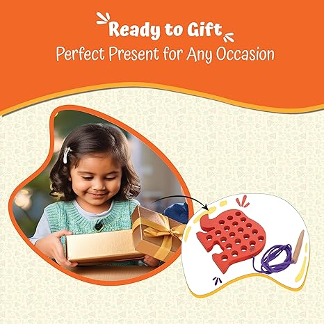 Skillofun Wooden Elephant Lacing Toy for 2 Year Old Girls And Boys Fine Motor Skills Development Toy