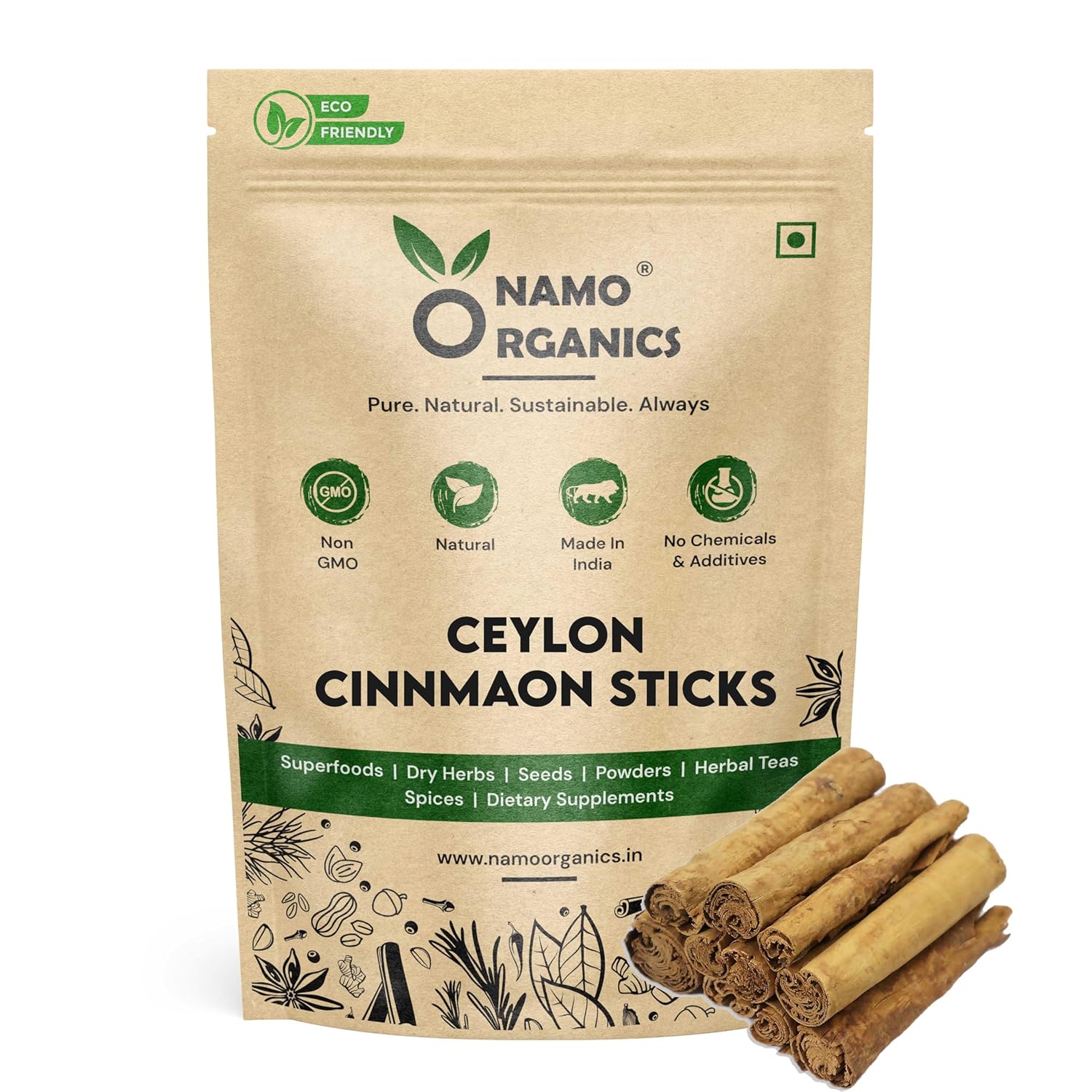 Namo Organics - Ceylon Cinnamon Sticks 100gm | Sri Lankan Dalchini Original | Dalchini Cinnamon