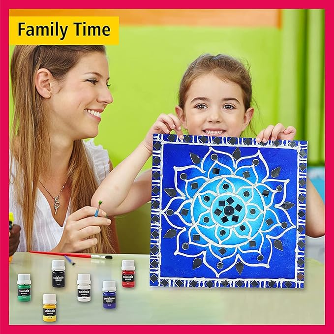 Solobolo Lippan Art and Craft Materials Kit for Kids Premarked Mdf Board Warli Art Painting Diy Kit With Stands