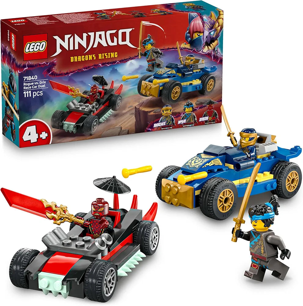 Lego NINJAGO Rogue vs Drix Race Car Duel Ninja Toy Playset 71840 Building Blocks Toys for 4+ Gift for Boys and Girls