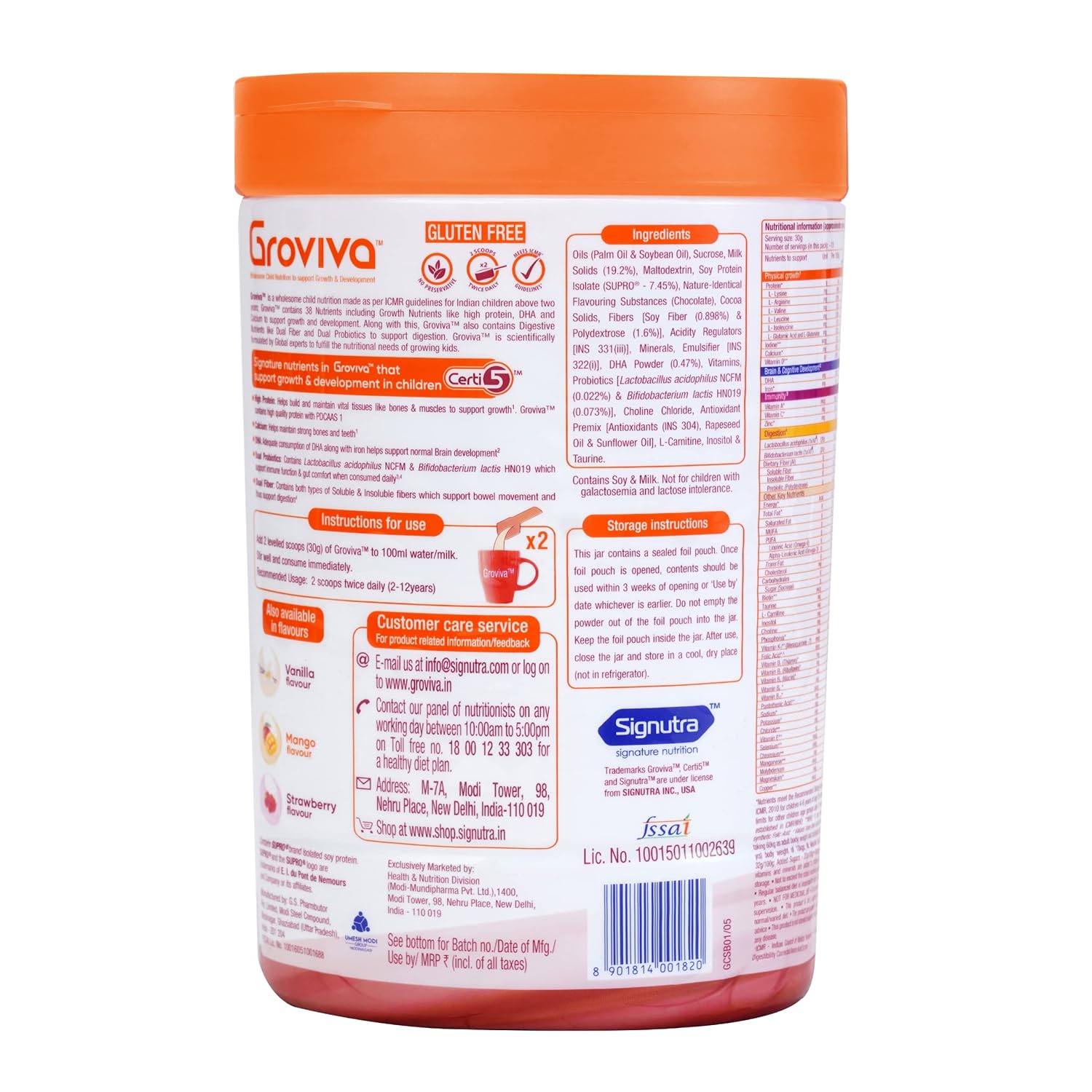 Groviva Child Nutrition Supplement Powder Jar - 400g (Chocolate)