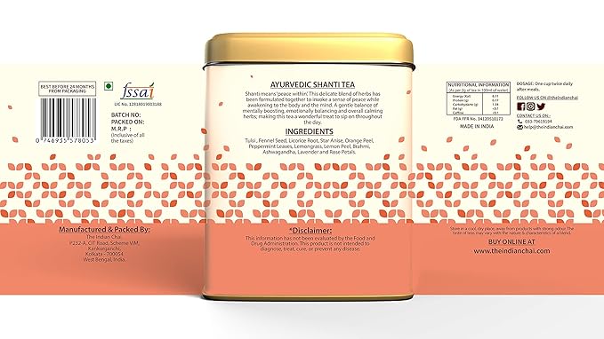 The Indian Chai - Ayurvedic Shanti Tea - 100 gms
