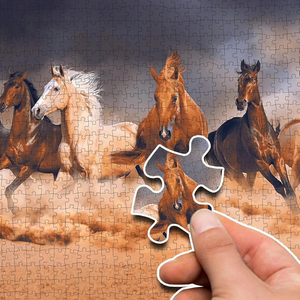 Hello Friend Horses 1000-Piece Jigsaw Puzzles for Kids and Childrens Realistic illustration