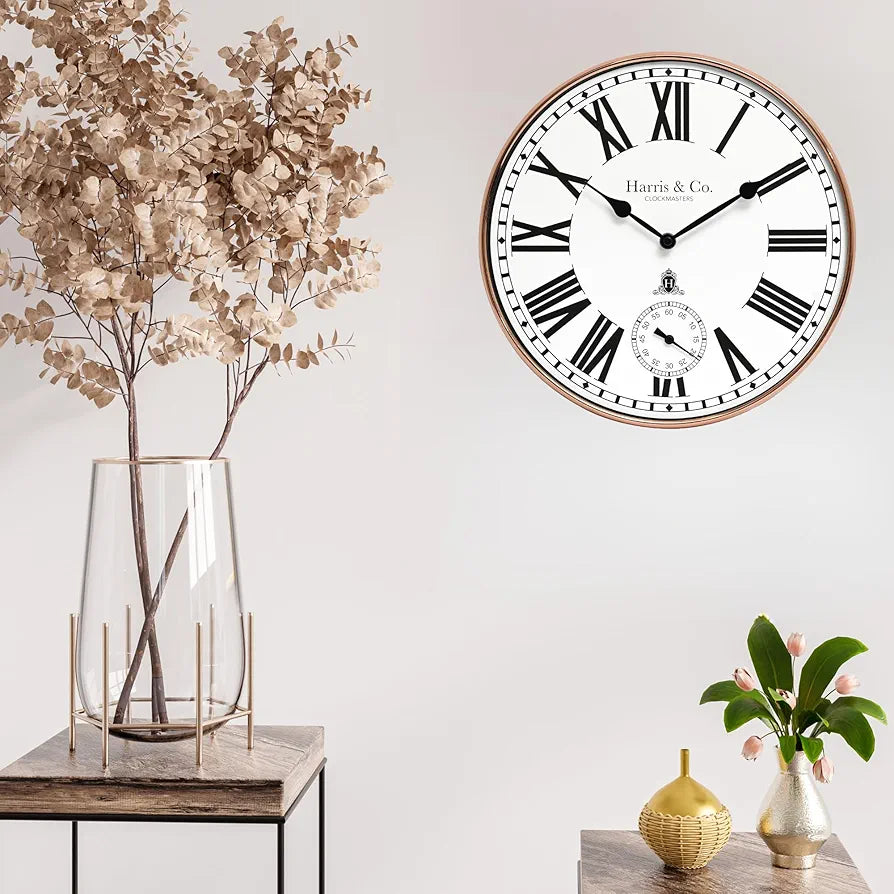 Harris & Co. Clockmasters Premium Metal Analog Wall Clock With Sub-second Dial