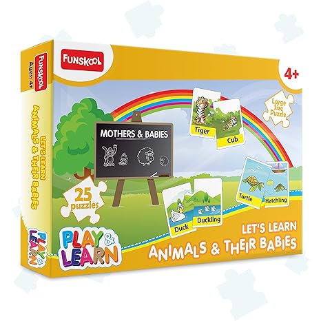 Funskool Play & Learn-Animals & Their Babies Educational 25 Pieces,Puzzle