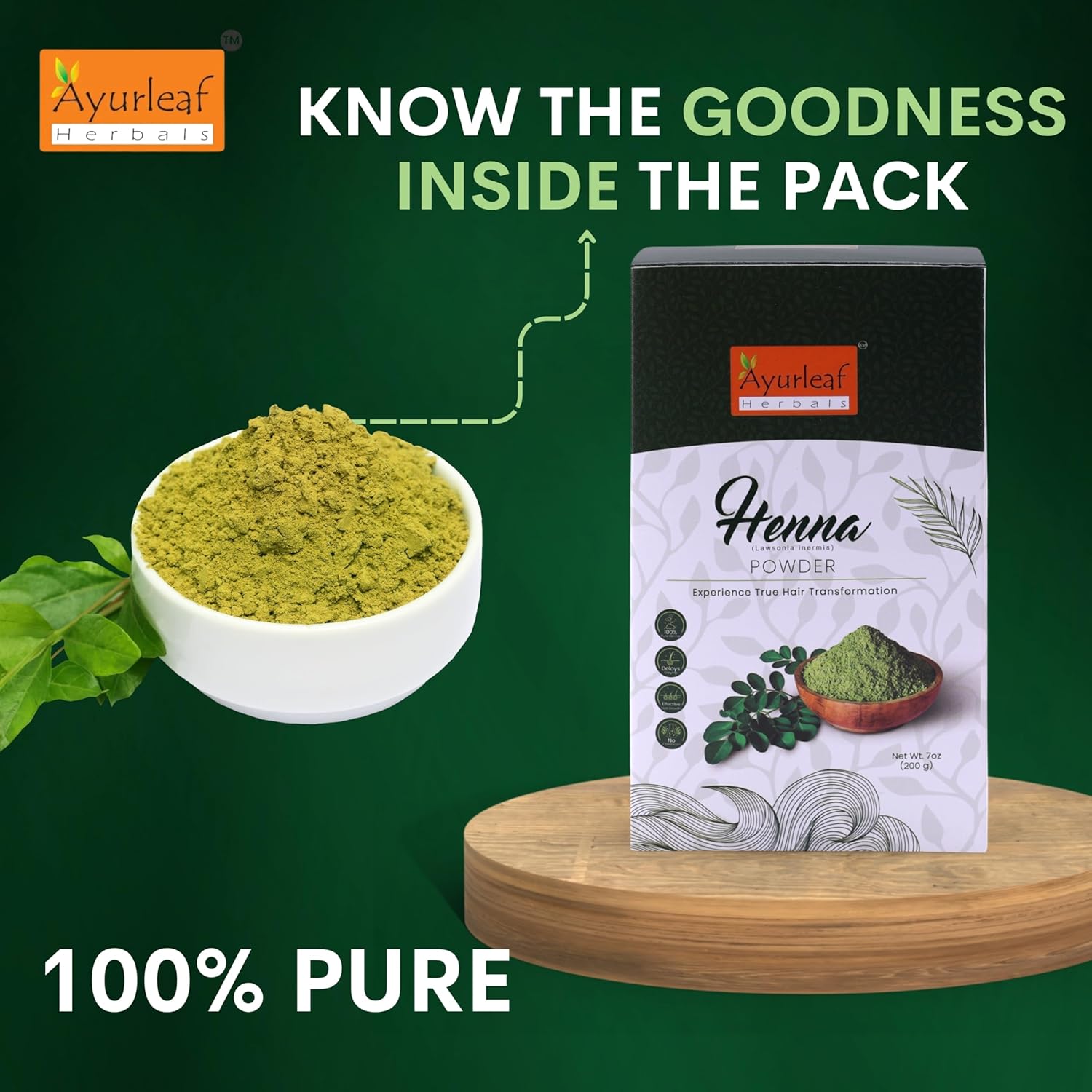 Ayurleaf Herbals Henna Powder | for Cooling Effect, Strengthens Hair, & Conditions Hair - 200 Gms