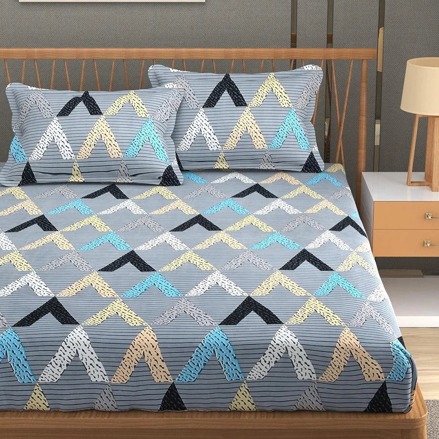 Homefab India 180 TC Microfiber Double BedSheet with 2 Pillow Covers Grey