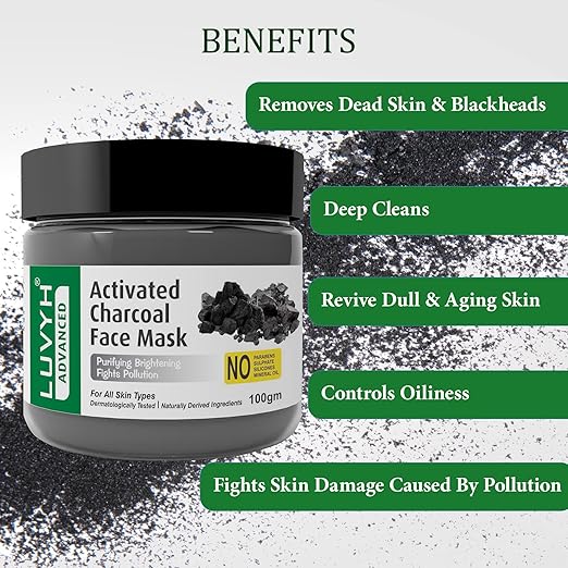 Luvyh Activated Charcoal Face Mask Cream - 100 gms